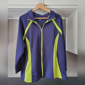 Liz&Me for Catherines 1XWP 18/20WP Navy/Neon Green Athletic Zip-Up Jacke…
